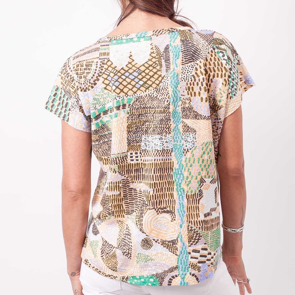 Gravel and Gold Tamboro Print oversized t shirt size 3
